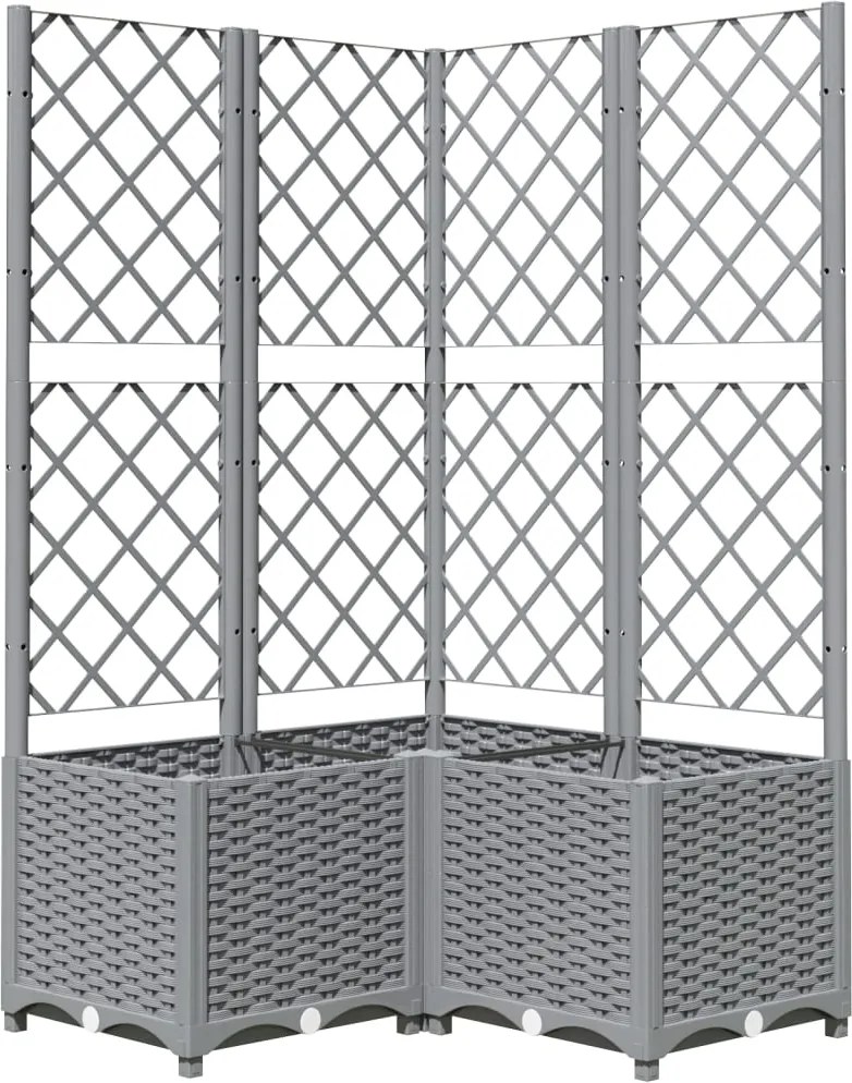 vidaXL világosszürke PP rácsos kerti ültetőláda 80 x 80 x 136 cm