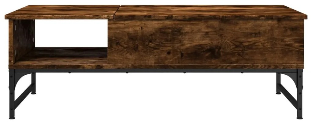 Füstös tölgy szerelt fa és fém dohányzóasztal 100 x 50 x 35 cm