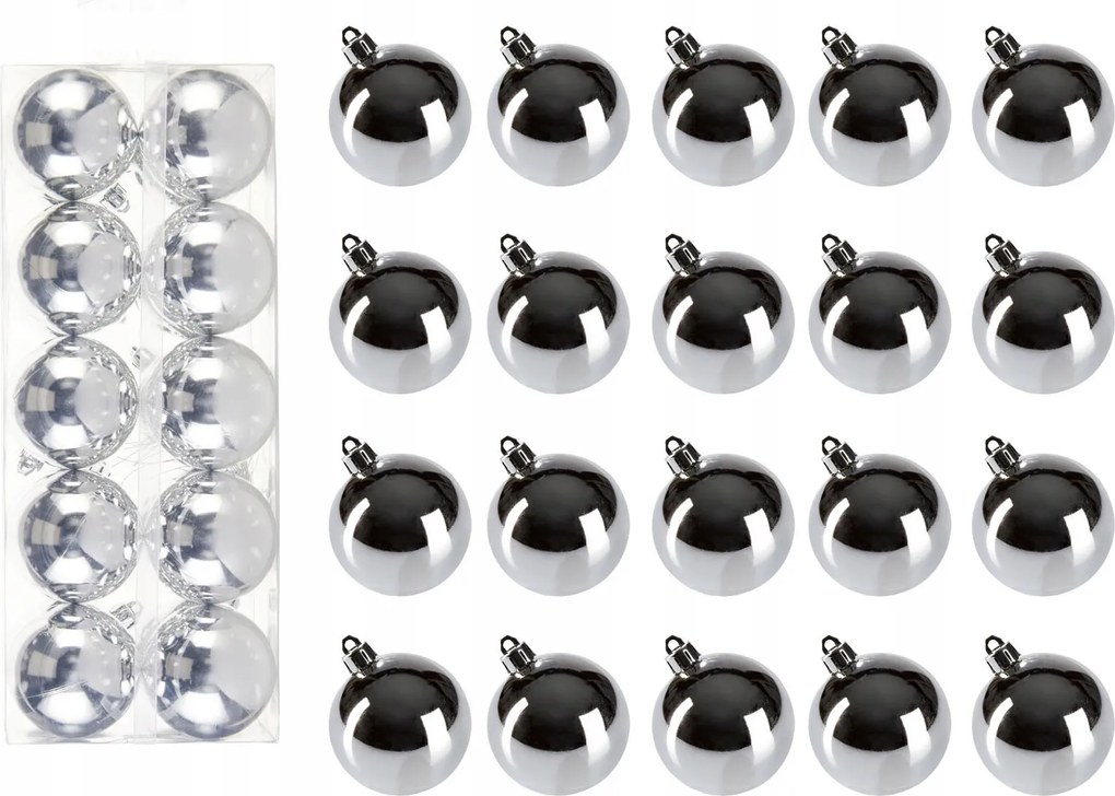 Sima gömb 6 cm 20 db ezüst