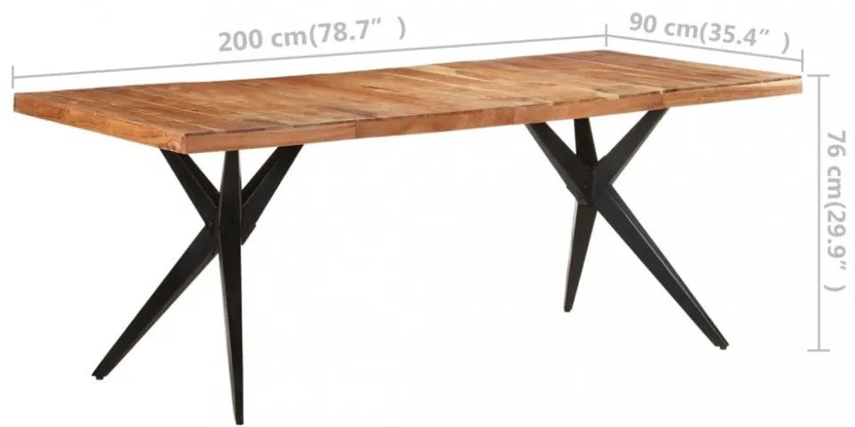 tömör akácfa étkezőasztal 200 x 90 x 76 cm