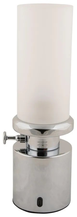 Ezüstszínű LED dimmelhető asztali lámpa fém-üveg búrával (magasság 29,5 cm) Camp – Leitmotiv