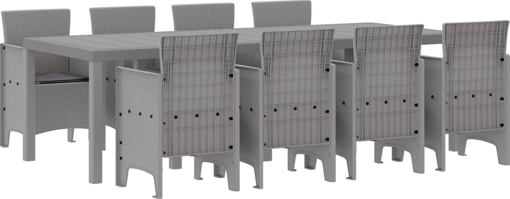 vidaXL Kert étkező szett 9 pcs Fehér Polipropilén