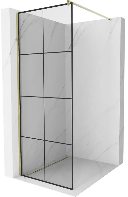 Mexen Kioto zuhanyparaván 80x200 cm 8 mm, arany profil, üveg fekete mintás 1, 800-080-101-01-77