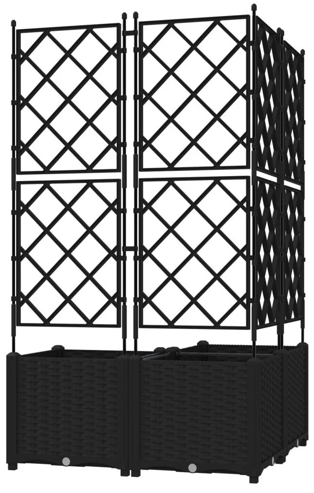 Kertész cserép rácsos változattal 3 pcs Fekete 80 x 80 x 143 cm