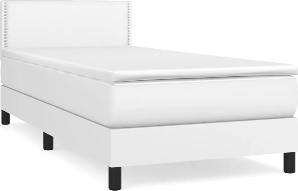 vidaXL fehér műbőr rugós ágy matraccal 80 x 200 cm