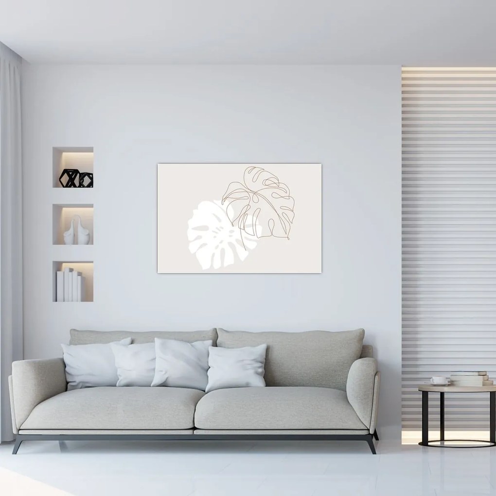 Kép - Line art monstera N⁰2 (90x60 cm)