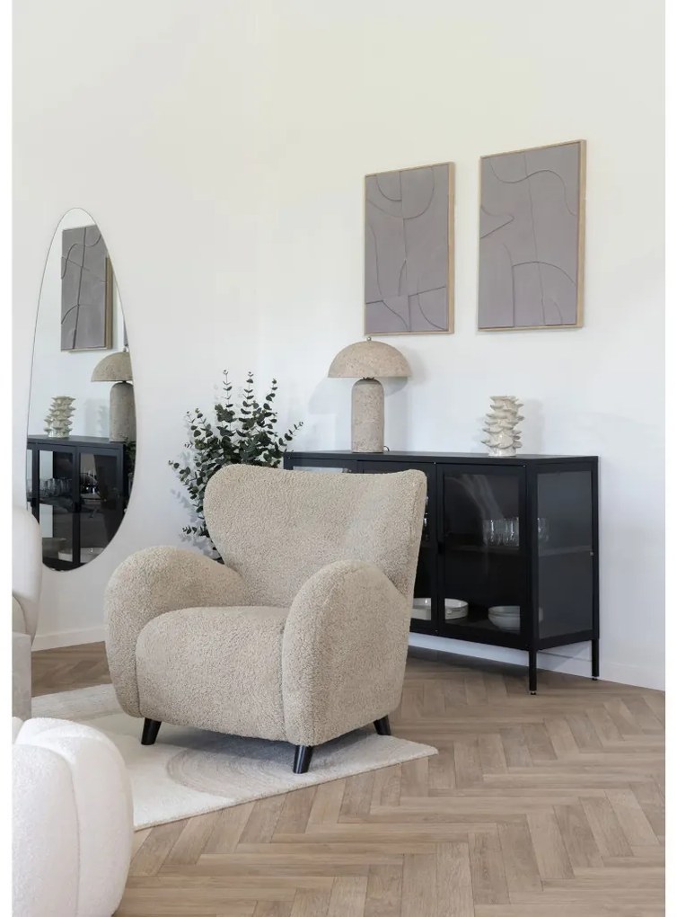 Brisbane vitrines komód, 3 ajtó, acél, fekete 140x40x85 cm