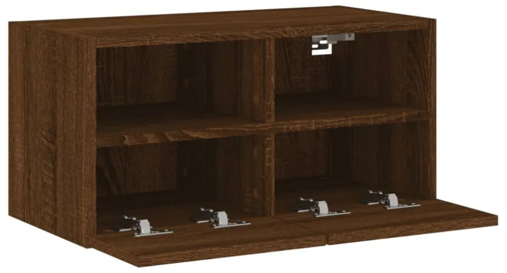 barna tölgyszínű szerelt fa fali TV-szekrény 60 x 30 x 30 cm
