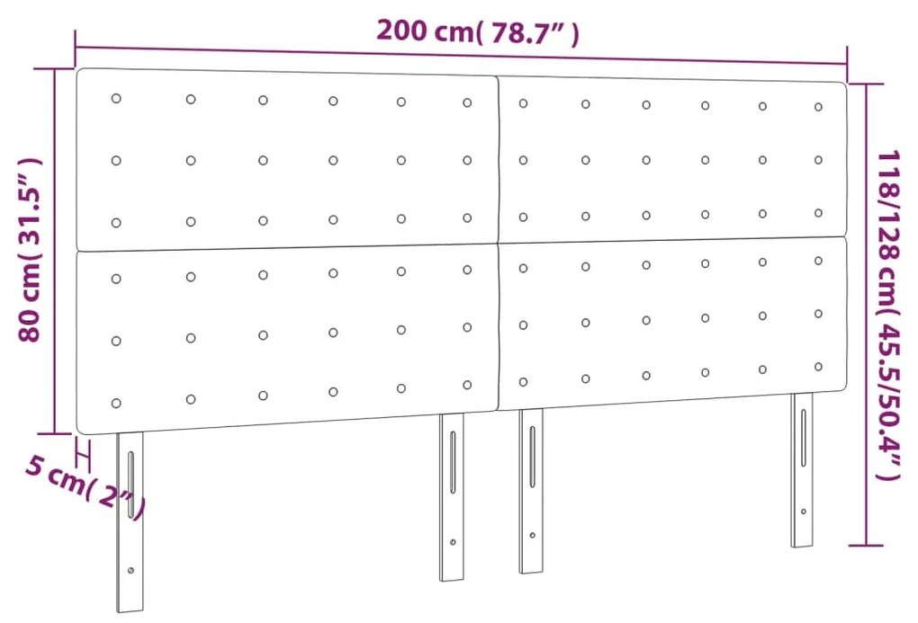 cappuccino műbőr LED-es fejtámla 200x5x118/128 cm