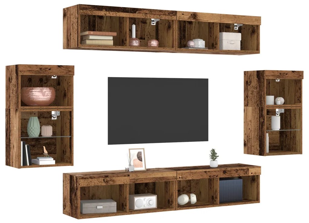 F Floating Shelf 2 db Régi fa 40x28.5x40 cm Mérnöki fa