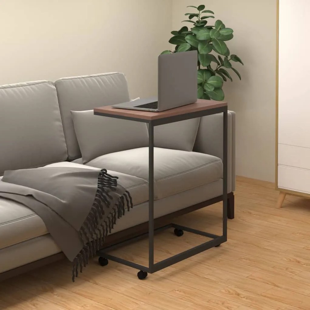 Fekete szerelt fa kisasztal kerekekkel 55x35x70 cm
