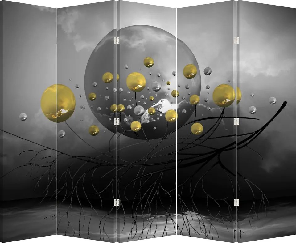 Paraván - Arany absztrakt gömbök (210x170 cm)