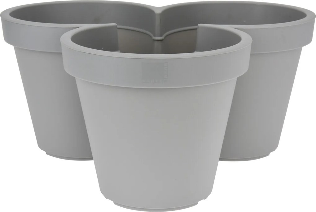 Virágtartó Kaspó Műanyag Tripla Szürke Ø 44 x 20 cm 3 Virághoz