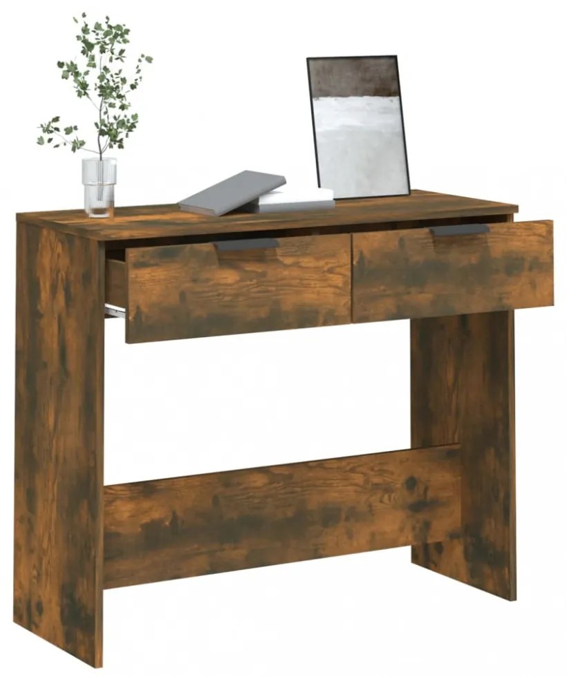füstös tölgyszínű szerelt fa tálalóasztal 90 x 36 x 75 cm