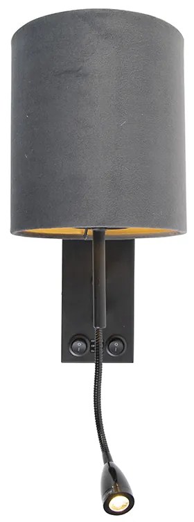 Okos fali lámpa fekete sötétszürke bársony árnyékolóval, Wi-Fi-vel A60 - Stacca