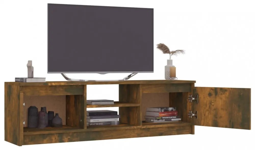 füstös tölgy színű szerelt fa TV-szekrény 120 x 30 x 35,5 cm