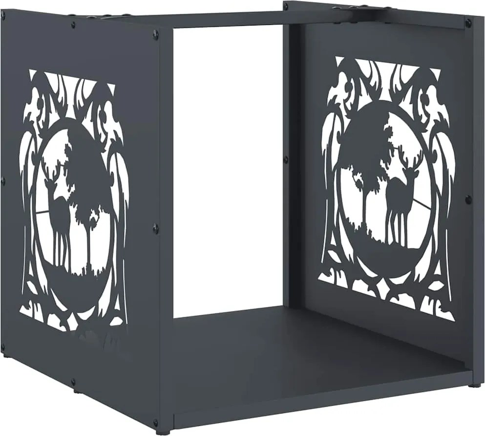 vidaXL antracitszürke hidegen hengerelt acél tűzifatároló 40x40x40 cm