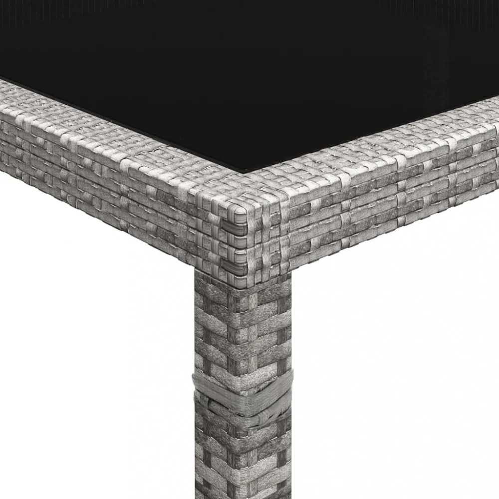 szürke polyrattan kültéri étkezőasztal 200 x 150 x 74 cm
