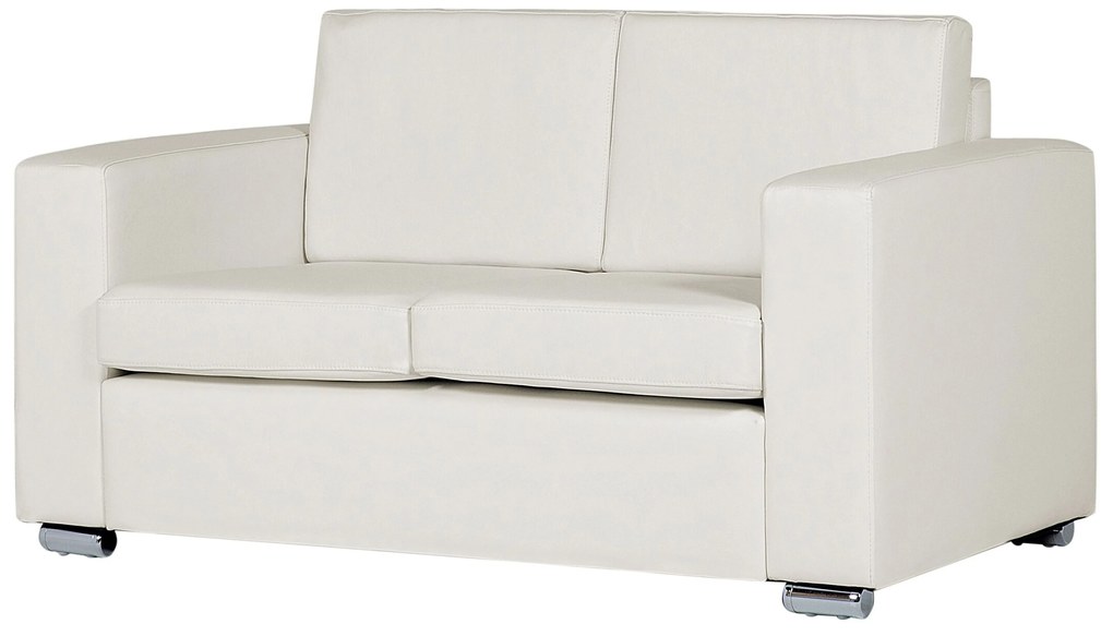 Kétszemélyes Fehér Bőr Kanapé HELSINKI Beliani