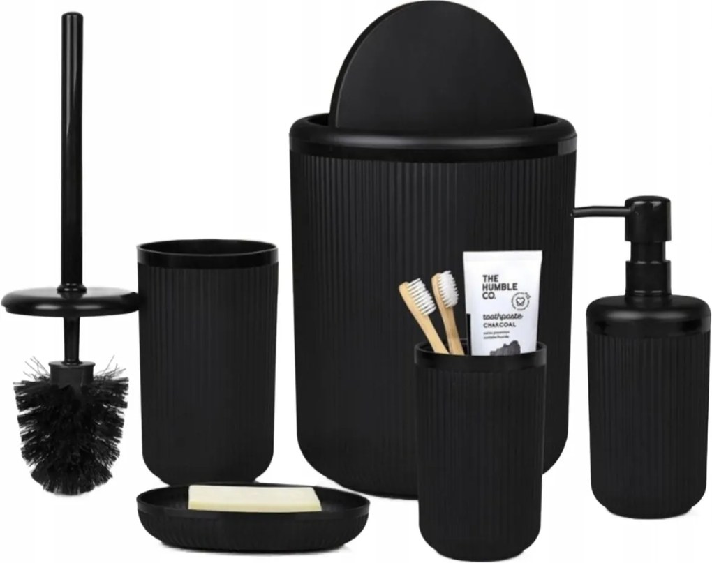 Okyanus Fürdőszobai Kiegészítő Szett Fekete 5 Részes Opa