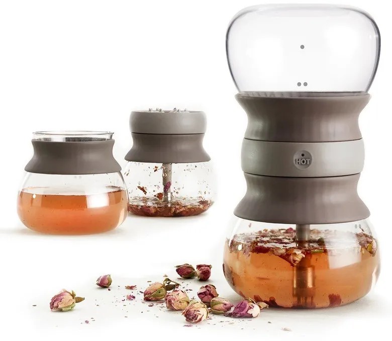 Világosbarna üveg teáskanna szűrővel 500 ml – Lékué