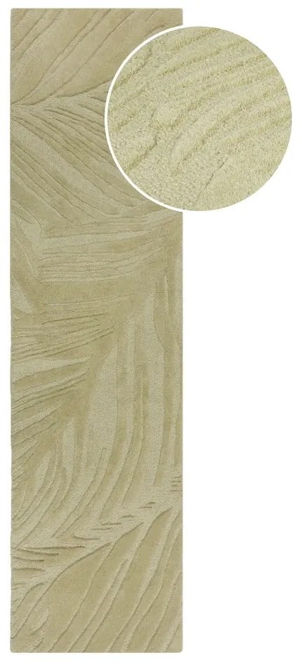 Zöld gyapjú futószőnyeg 60x230 cm Lino Leaf – Flair Rugs