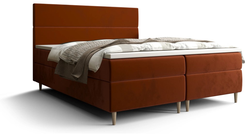 Franciaágy  Boxspring 160 cm Flu Comfort (barnás narancs) (matraccal és tárolóhellyel). 1055924
