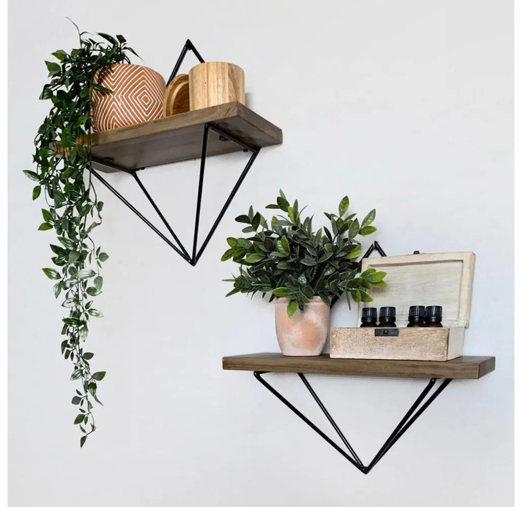 KÉSZLET 2x Fali polc fenyő barna