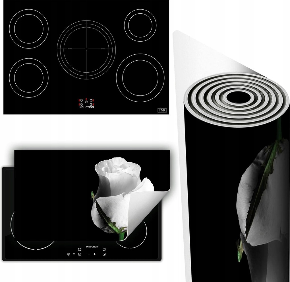 Vinil Tűzhelyvédő Szőnyeg Asztallap 90x52 fekete rózsa