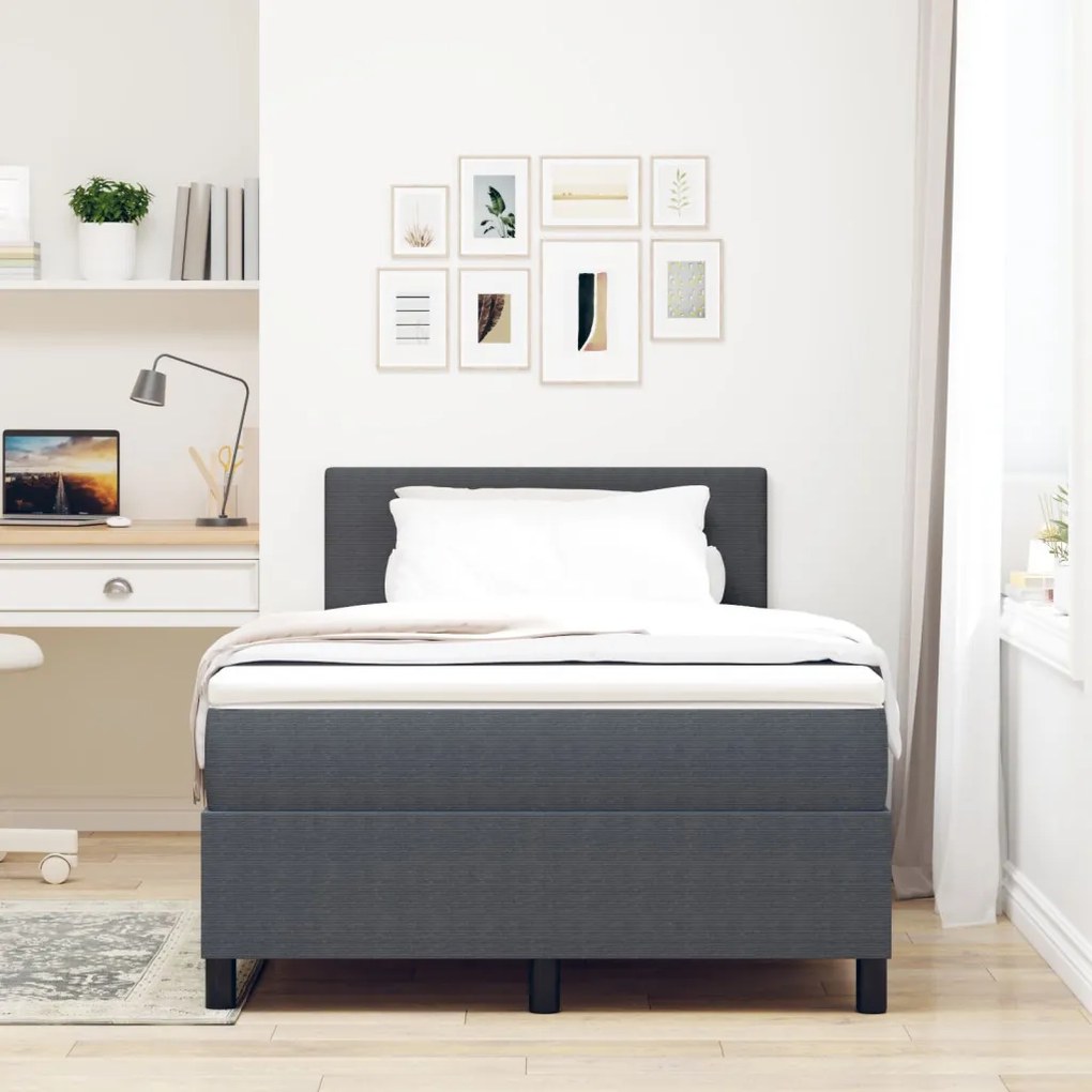 Box Spring Ágy Matracokkal Sötétszürke 120x200 cm Kordbársony Szövet