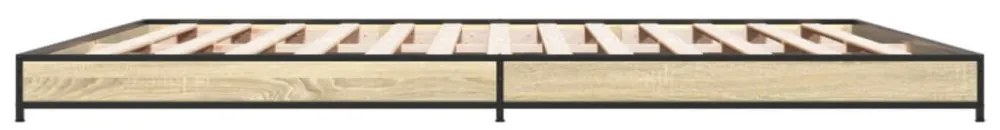 sonoma tölgyszínű szerelt fa és fém ágykeret 200 x 200 cm