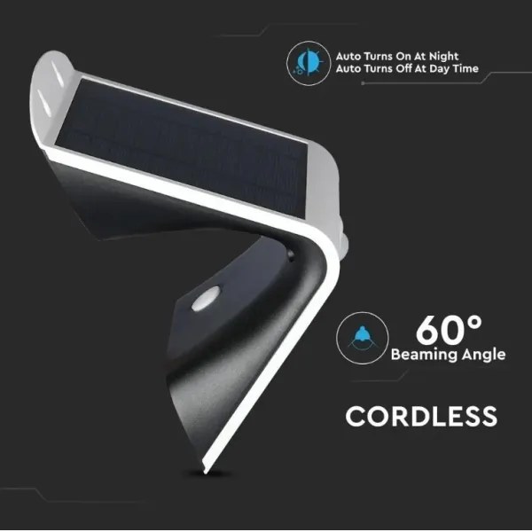 LED Napelemes érzékelős fali lámpa LED/3W/3,7V 3000/4000K IP65 fehér