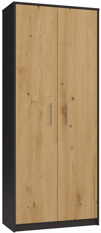 MIX Oliv 2D könyvespolc, irodai szekrény, 74x180x35 cm, antracit-tölgy