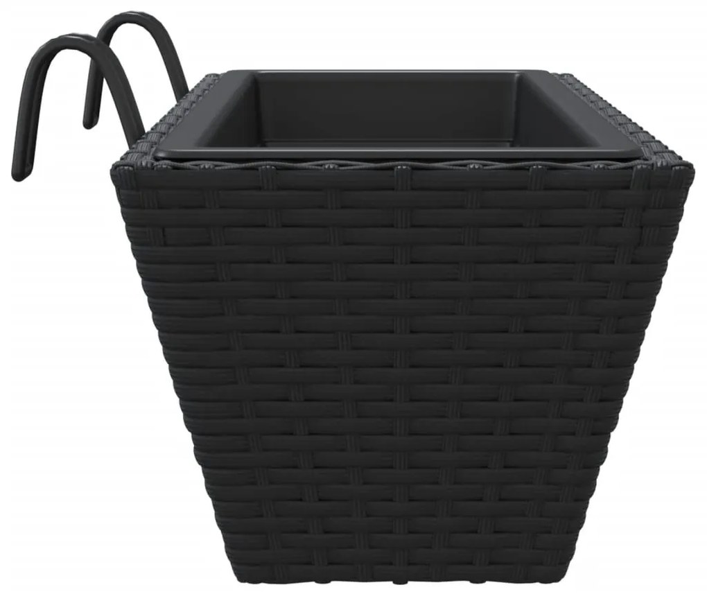 vidaXL 2 db fekete polyrattan növénytartó horoggal