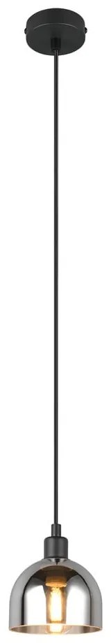 Fekete-ezüstszínű függőlámpa üveg búrával ø 12 cm Molly – Trio