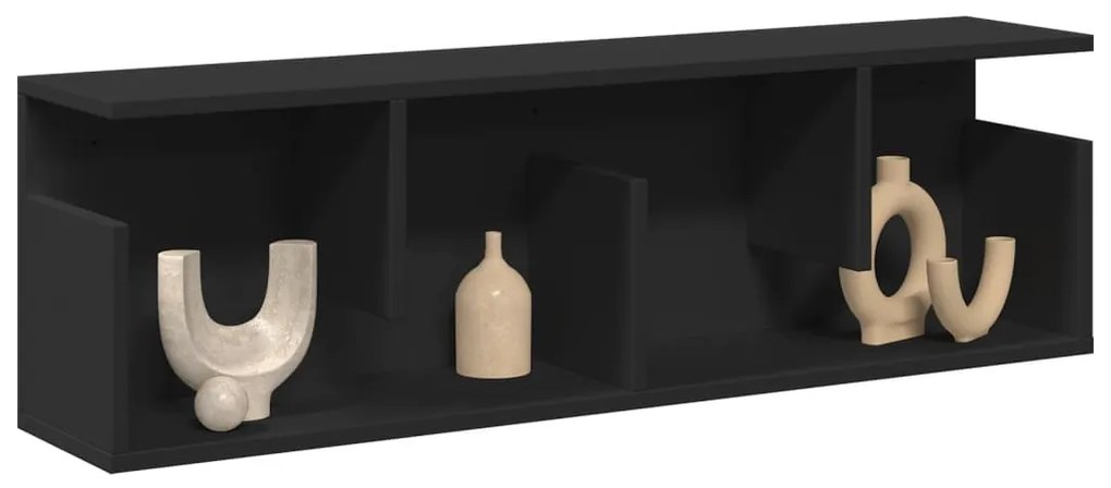 fekete szerelt fa faliszekrény 100 x 20 x 30 cm