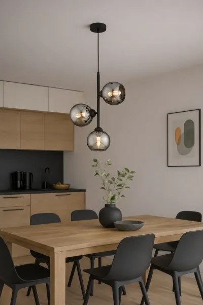 Brilagi - Csillár kábellel DIOR 3xE27/60W/230V fekete/füstszürke