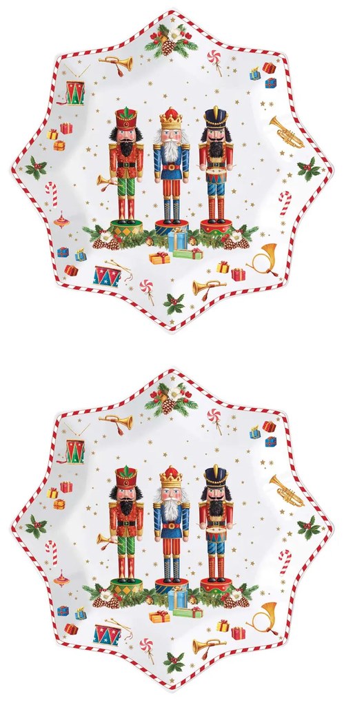Porcelán diótörő desszertes tányér szett Vintage Nutcracker 2 db