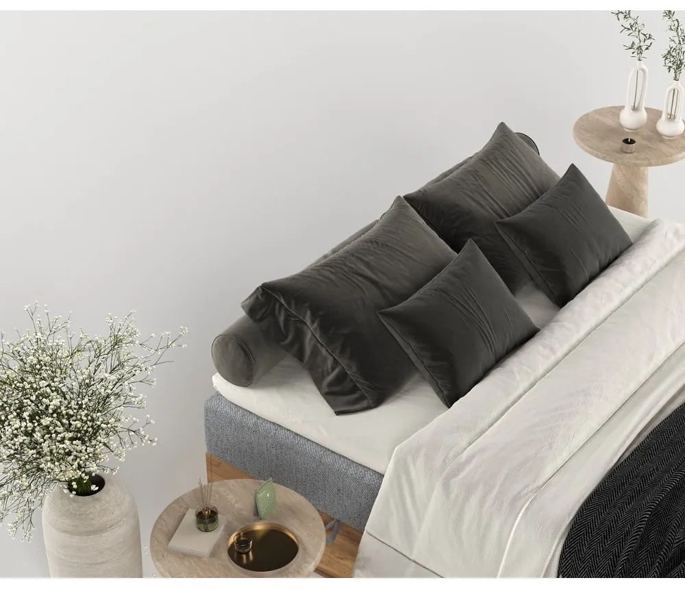 Szürke-natúr színű ágyneműtartós boxspring ágy 180x200 cm Faro – Maison de Rêve
