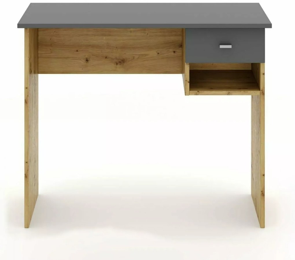 Íróasztal tölgy artisan dekorban, antracit lappal B-011