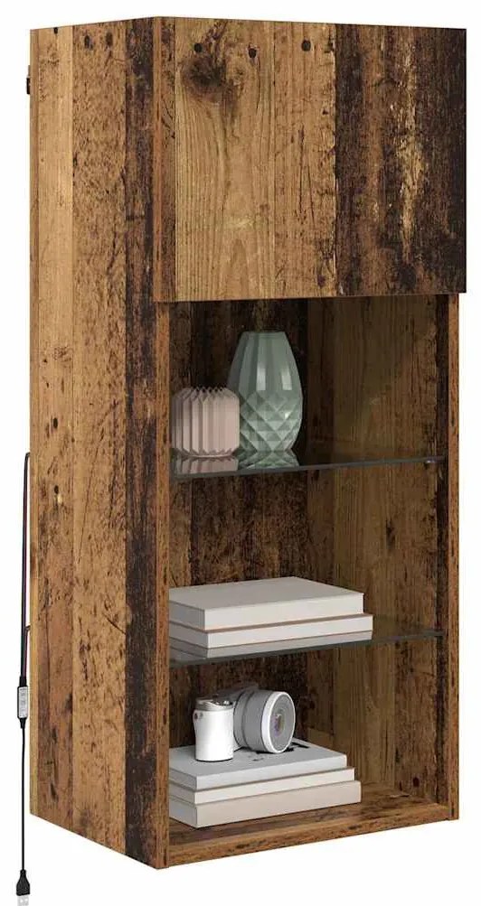 vidaXL Fali TV szekrények 2 pcs Öreg fa 40,5 x 30 x 90 cm Faanyag