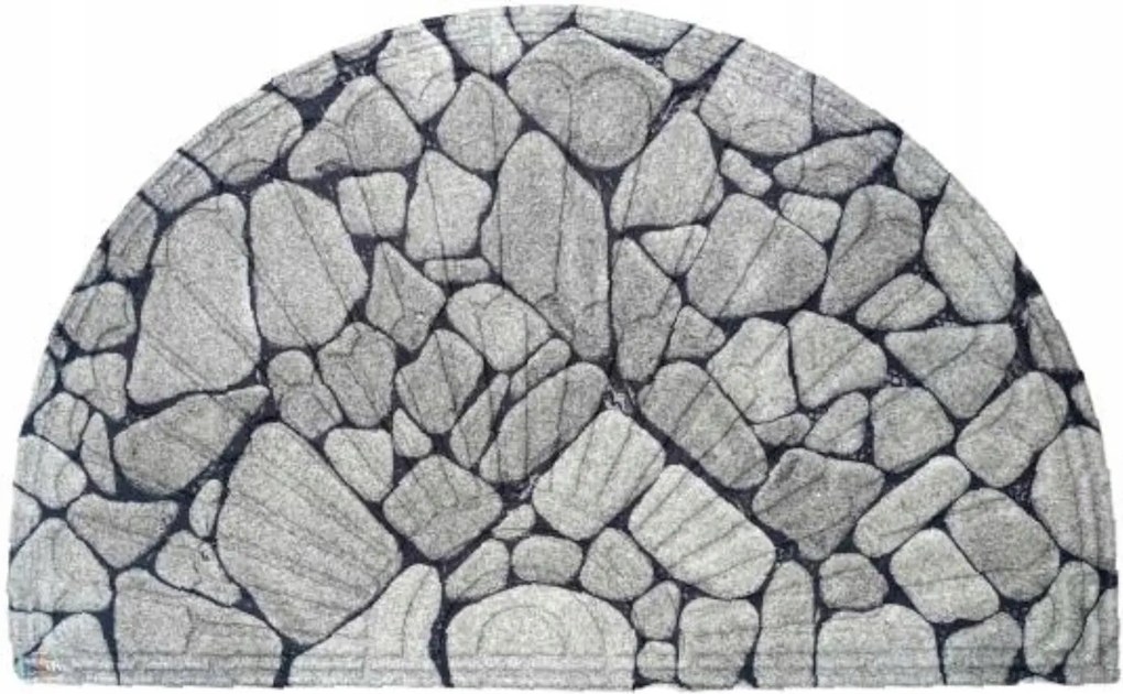 Lábtörlő anyaga gumi félkör alakú kő 75x45 cm szürke