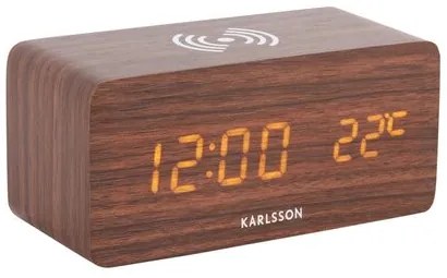 Karlsson 5933DW LED-es ébresztőóra/óra töltővel 15 cm, barna