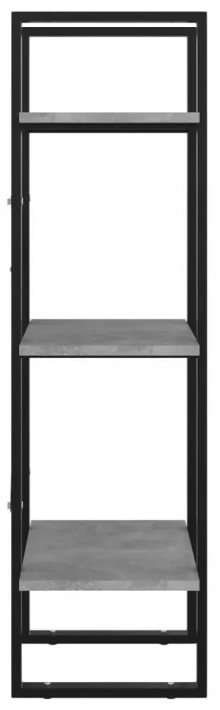 3-szintes betonszürke szerelt fa könyvszekrény 40 x 30 x 105 cm