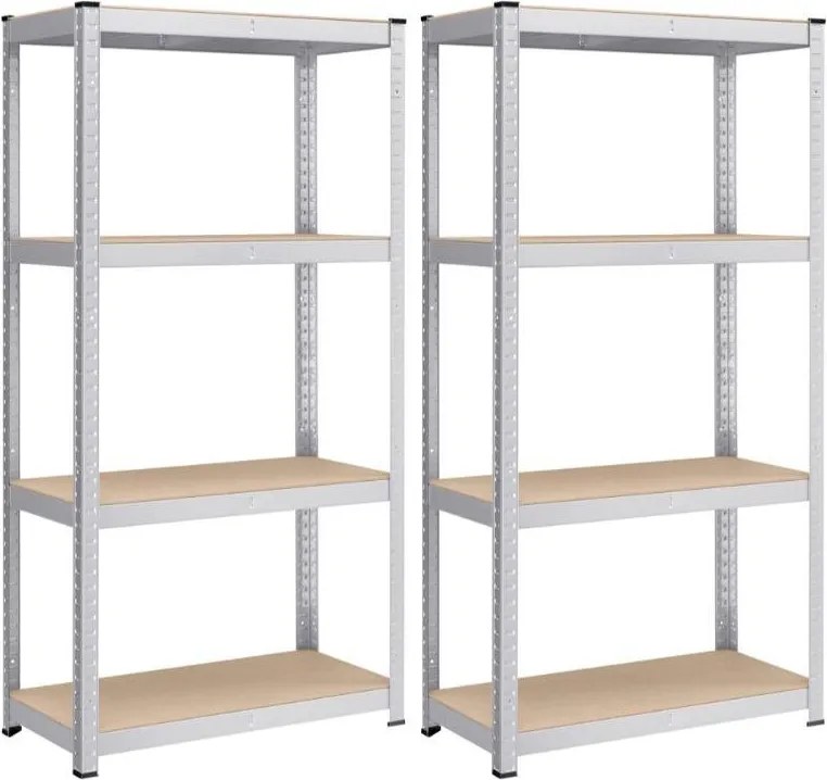 SONGMICS 2 db nagy teherbírású tárolóállvány, 4 állítható polccal, 80 x 40 x 160 cm, 520 kg/állvány, ezüst