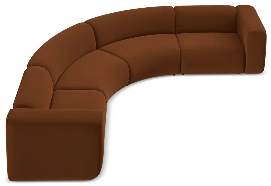 Narancssárga-barna bársony sarokkanapé Ekahi – Makamii