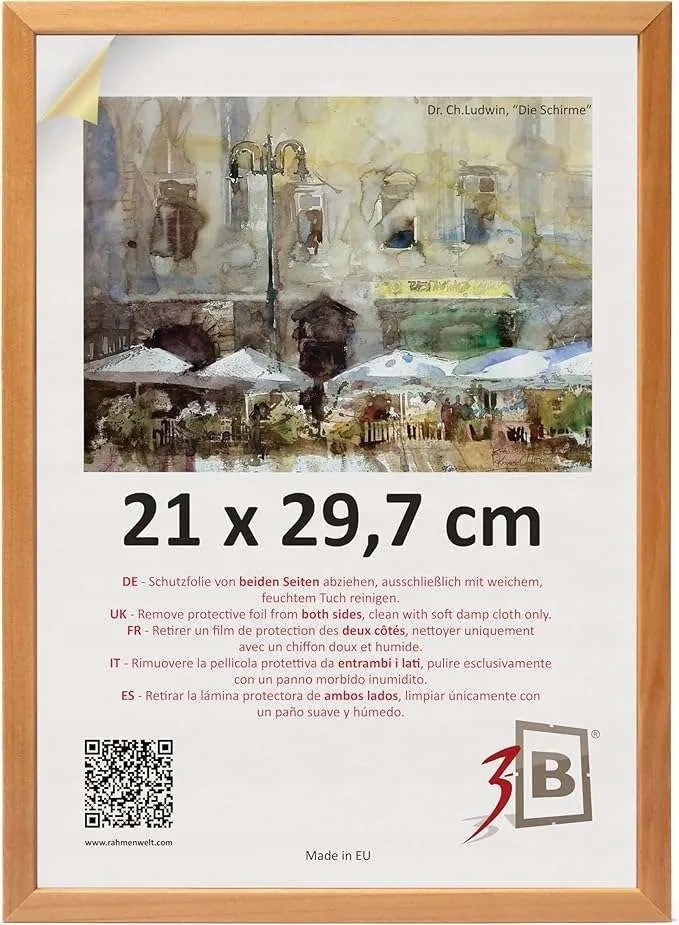 Képkeret akril üveggel natúr fa 21x29,7cm A4