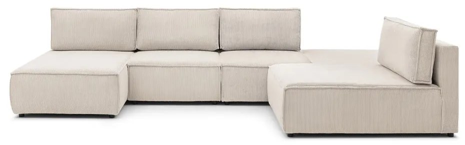 Krémszínű kordbársony sarokkanapé (variálható) Nihad modular – Bobochic Paris