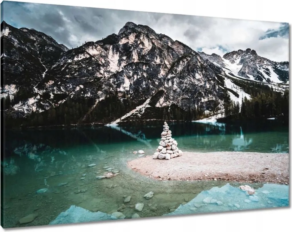 Vászonkép 100x70 Hegyi tájkép tóval