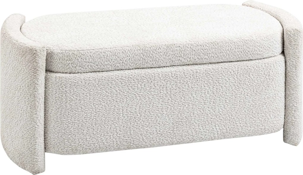 HOMCOM Pad, Ágy Pad Tárolóval, Párnázott Pad Fedővel, Teddy Plüss Megjelenéssel, Tárolódoboz, Pad a Nappaliba, Hálószobába, Krém, 105 x 44 x 45,5 cm |